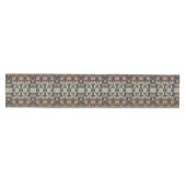 Blauwgroen Blauw Grijs Tan Taupe Bruin Tribal Art  Medium Tafelloper (Horizontaal)