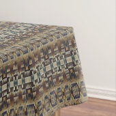 Blauwgroen Blauw Grijs Tan Taupe Bruin Tribal Art Tafelkleed (Voorbeeld)