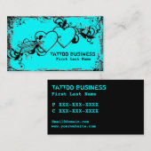 Blauwgroen blauw grijs tattoo visitekaartje (Voorkant / Achterkant)