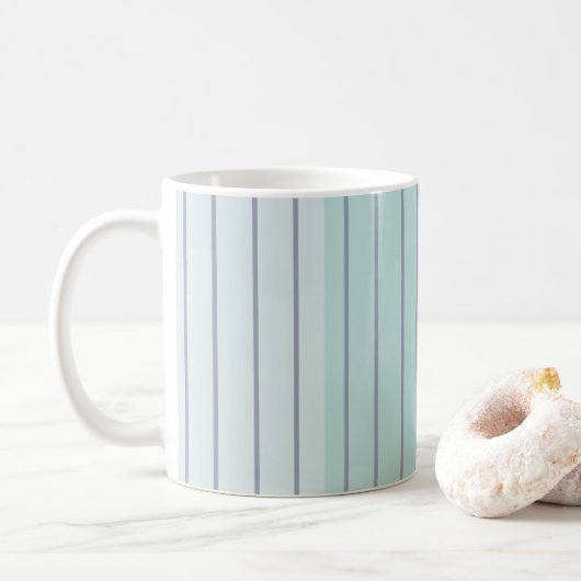 Blauwgroen blauw grijze strips koffiemok (Met donut)