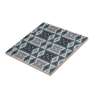 Blauwgroen Blauw Grijze Zwarte Eclectische Kijk Tegeltje