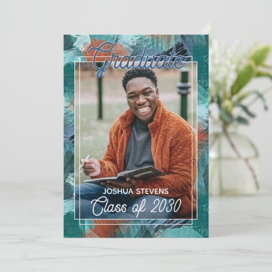 Blauwgroen Blauw Groen Abstract Afstuderen Aankond Aankondiging (Staand voorkant)