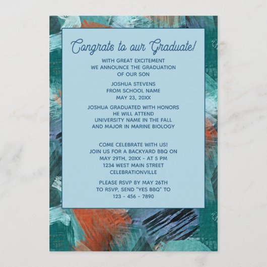 Blauwgroen Blauw Groen Abstract Afstuderen Aankond Aankondiging (Achterkant)