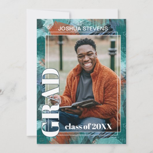 Blauwgroen blauw groen Abstract Afstuderen Aankondiging (Voorkant)