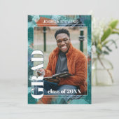 Blauwgroen blauw groen Abstract Afstuderen Aankondiging (Staand voorkant)