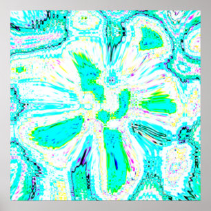 Blauwgroen Blauw Groen Abstract Patronen Kleurrijk Poster