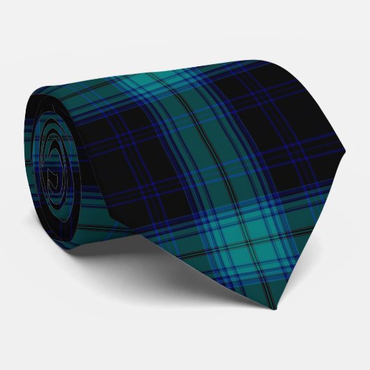 Blauwgroen Blauw Groen Blackwatch Tartan Pset Flan Stropdas (Opgerold)