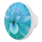 Blauwgroen blauw groen bloemblaadje bloembloraal keramische knop (Rechts)