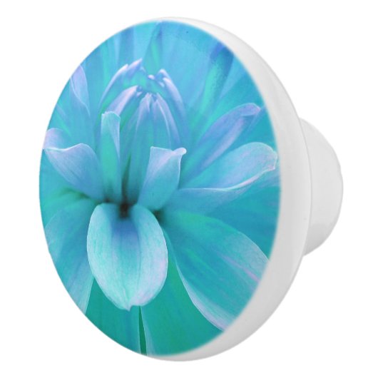 Blauwgroen blauw groen bloemblaadje bloembloraal keramische knop (Rechts)