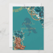 Blauwgroen Blauw Groen Bloemen Charro Western Quin Kaart (Achterkant)