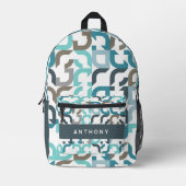 Blauwgroen Blauw Groen Bruin Grijs Mideeuwse Kunst Bedrukte Rugzak (Voorkant)