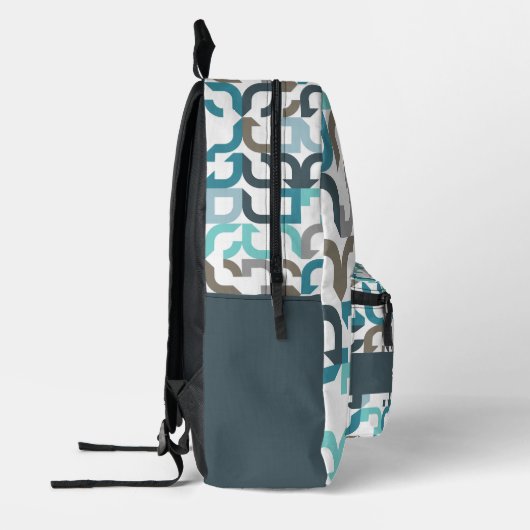 Blauwgroen Blauw Groen Bruin Grijs Mideeuwse Kunst Bedrukte Rugzak (Links)