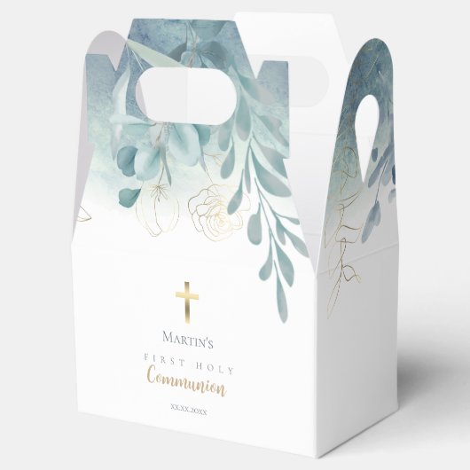 blauwgroen blauw groen Eerste Heilige Communie Bedankdoosjes (Geopend)