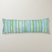 Blauwgroen, blauw, groen en wit streepjespatroon lichaamskussen (Achterkant)