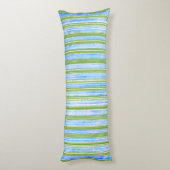 Blauwgroen, blauw, groen en wit streepjespatroon lichaamskussen (Achterkant (Verticaal))