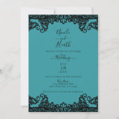 Blauwgroen blauw groen en zwart, elegant huwelijk kaart (Voorkant)