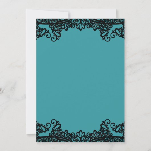 Blauwgroen blauw groen en zwart, elegant huwelijk kaart (Achterkant)