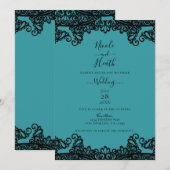 Blauwgroen blauw groen en zwart, elegant huwelijk kaart (Voorkant / Achterkant)