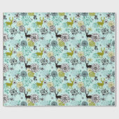 Blauwgroen blauw groen flesje en deer art pattern cadeaupapier (Vlak)