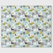 Blauwgroen blauw groen flesje en deer art pattern cadeaupapier (Vlak)