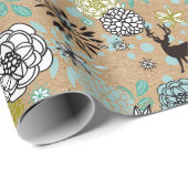 Blauwgroen blauw groen flesje en deer art pattern cadeaupapier (Rol Hoek)