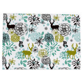 Blauwgroen blauw groen flesje en deer art pattern groot cadeauzakje (Achterkant)
