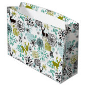 Blauwgroen blauw groen flesje en deer art pattern groot cadeauzakje (Achterkant Gekanteld)