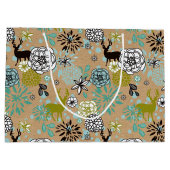 Blauwgroen blauw groen flesje en deer art pattern groot cadeauzakje (Achterkant)