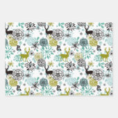 Blauwgroen blauw groen flesje en deer art pattern inpakpapier vel (Voorkant)