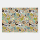 Blauwgroen blauw groen flesje en deer art pattern inpakpapier vel (Voorkant)