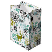 Blauwgroen blauw groen flesje en deer art pattern medium cadeauzakje