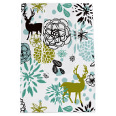 Blauwgroen blauw groen flesje en deer art pattern medium cadeauzakje (Achterkant)