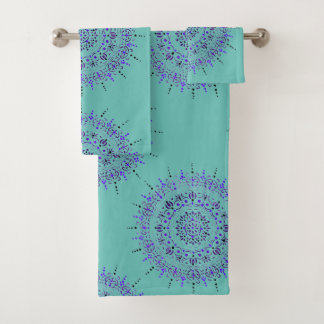 Blauwgroen Blauw Groen Geschilderd Mandala Bath To Bad Handdoek