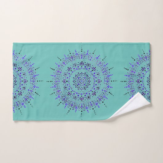 Blauwgroen Blauw Groen Geschilderd Mandala Bath To Bad Handdoek (Handdoek)