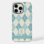 Blauwgroen Blauw Groen Grijs Argyle Pattern iPhone Hoesje (Achterkant)
