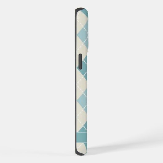 Blauwgroen Blauw Groen Grijs Argyle Pattern iPhone Hoesje (Rechterkant)