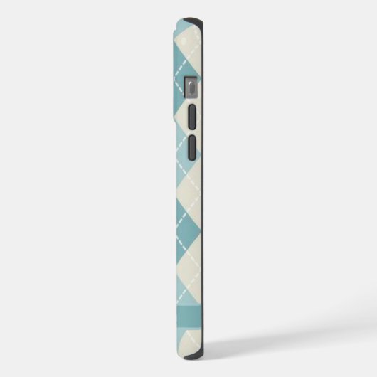 Blauwgroen Blauw Groen Grijs Argyle Pattern iPhone Hoesje (Linkerkant)