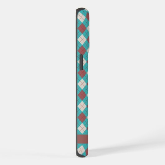 Blauwgroen Blauw Groen Grijs Bruin Argyle iPhone Hoesje (Rechterkant)