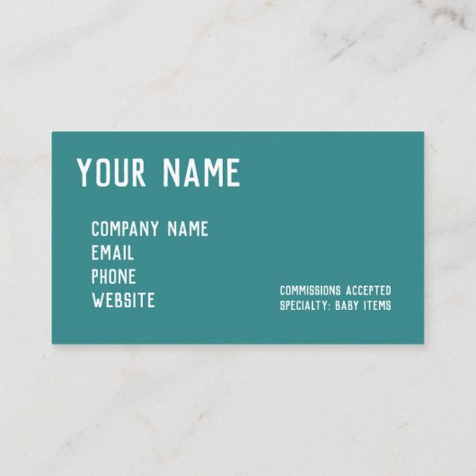 Blauwgroen Blauw Groen haakje Visitekaartje (Achterkant)