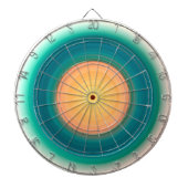 Blauwgroen Blauw Groen Oranje Geel Roze Dartbord (Voorkant)