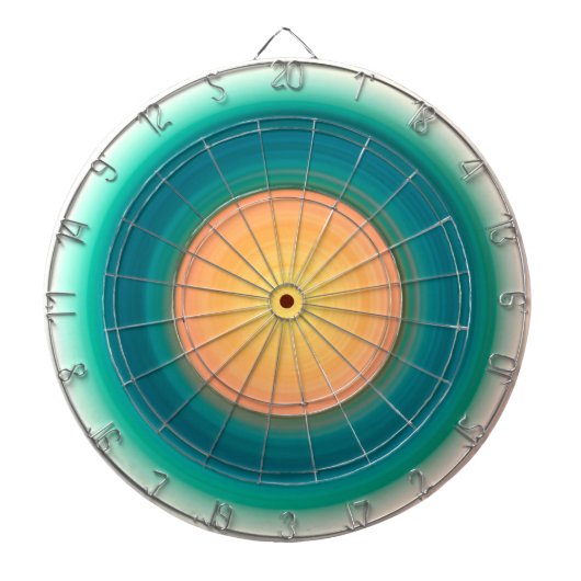 Blauwgroen Blauw Groen Oranje Geel Roze Dartbord (Voorkant)