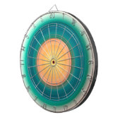 Blauwgroen Blauw Groen Oranje Geel Roze Dartbord (Voorkant Rechts)