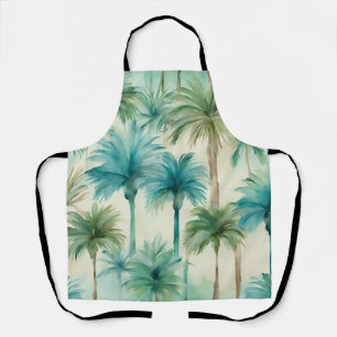 Blauwgroen blauw groen palmbomen patroon schort