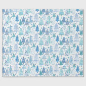 Blauwgroen blauw groen patroon voor kerstbomen cadeaupapier (Vlak)