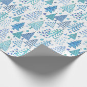 Blauwgroen blauw groen patroon voor kerstbomen cadeaupapier (Hoek)