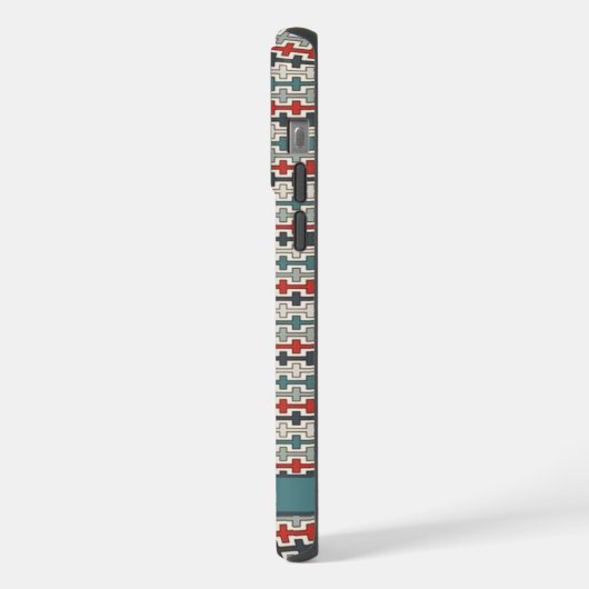  Blauwgroen Blauw Groen Rood Grijs Aztec iPhone Hoesje (Linkerkant)