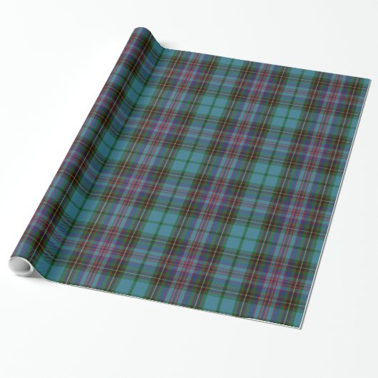 Blauwgroen Blauw Groen Rood Tartan Pset Cadeaupapier (Uitgerold)