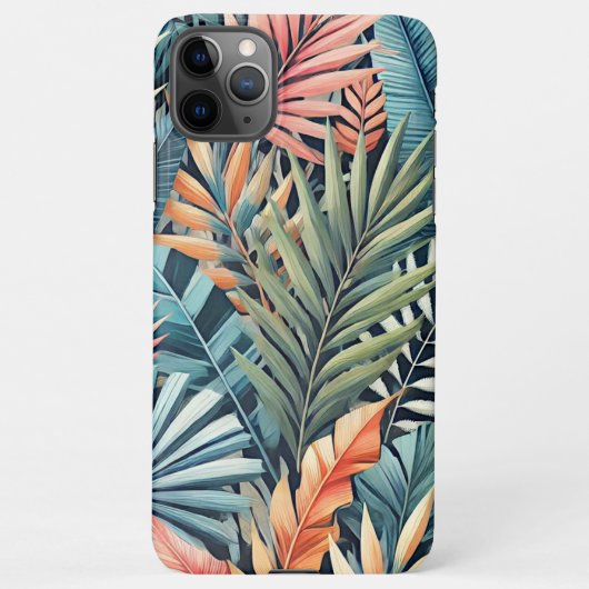 Blauwgroen Blauw Groen Roze Sinaasappel Bladeren K iPhone Hoesje (Achterkant)