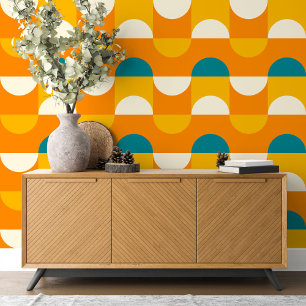 Blauwgroen Blauw Groen Sinaasappel Ivoor Circles K Behang