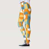 Blauwgroen Blauw Groen Sinaasappel Mideeuwse cirke Leggings (Links)
